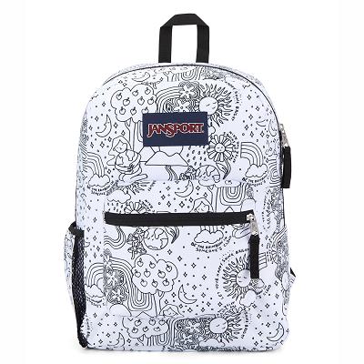White / Black JanSport CROSS TOWN School Backpacks | SG_JS264